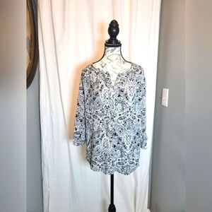 Nine West Monochrome Paisley Blouse